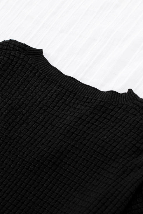Wrap V Neck Waffle Sweater